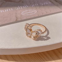 Thumbnail for Chic CZ Inlaid Natural Pearl Shell Duo Butterfly Ring - ArtGalleryZen