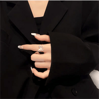 Thumbnail for Chic CZ Inlaid Natural Pearl Shell Duo Butterfly Ring - ArtGalleryZen