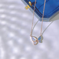 Thumbnail for Chic CZ Inlaid Natural Pearl Shell Flapping Wings Butterfly Necklace - ArtGalleryZen