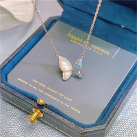 Thumbnail for Chic CZ Inlaid Natural Pearl Shell Flapping Wings Butterfly Necklace - ArtGalleryZen