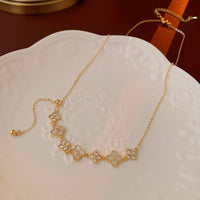 Thumbnail for Chic CZ Inlaid Natural Pearl Shell Floral Necklace - ArtGalleryZen