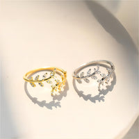 Thumbnail for Chic CZ Inlaid Olive Branch Ring - ArtGalleryZen