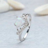 Thumbnail for Chic CZ Inlaid Opal Heart Ring - ArtGalleryZen
