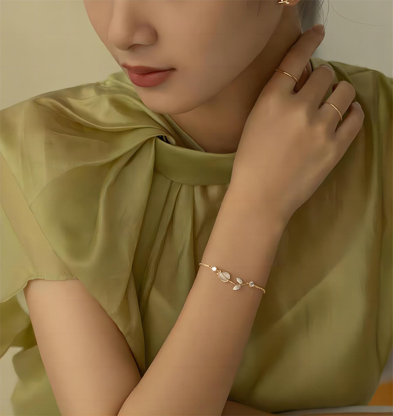 Chic CZ Inlaid Opal Tulip Bracelet - ArtGalleryZen