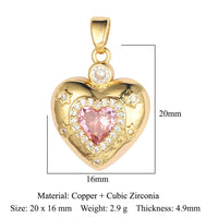 Thumbnail for Chic CZ Inlaid Pink Crystal Heart Chain Necklace - ArtGalleryZen
