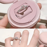 Thumbnail for Chic CZ Inlaid Pink Crystal Heart Ring - ArtGalleryZen