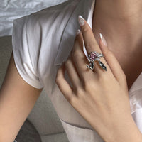 Thumbnail for Chic CZ Inlaid Crystal Bunny Heart Ring - ArtGalleryZen