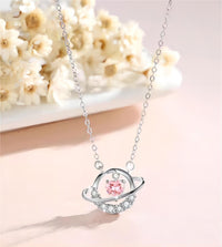 Thumbnail for Chic CZ Inlaid Planet Dangle Heart Pendant Necklace - ArtGalleryZen