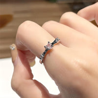 Thumbnail for Chic CZ Inlaid Rose Heart Open Ring - ArtGalleryZen