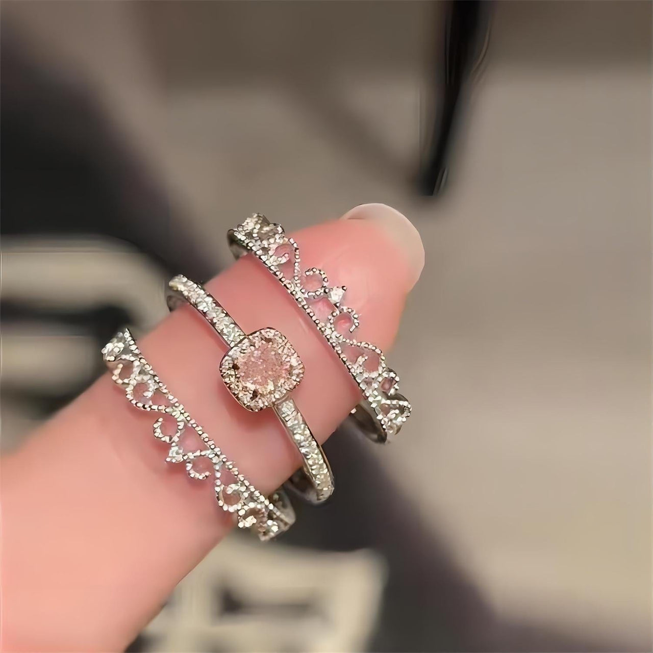 Chic CZ Inlaid Stackable Pink Crystal Ring - ArtGalleryZen