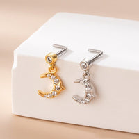 Thumbnail for Chic CZ Inlaid Stainless Steel Floral Heart Nose Piercing Nose Stud - ArtGalleryZen