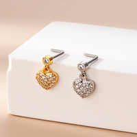 Thumbnail for Chic CZ Inlaid Stainless Steel Floral Heart Nose Piercing Nose Stud - ArtGalleryZen