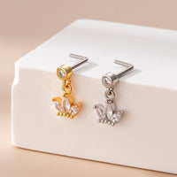 Thumbnail for Chic CZ Inlaid Stainless Steel Floral Heart Nose Piercing Nose Stud - ArtGalleryZen