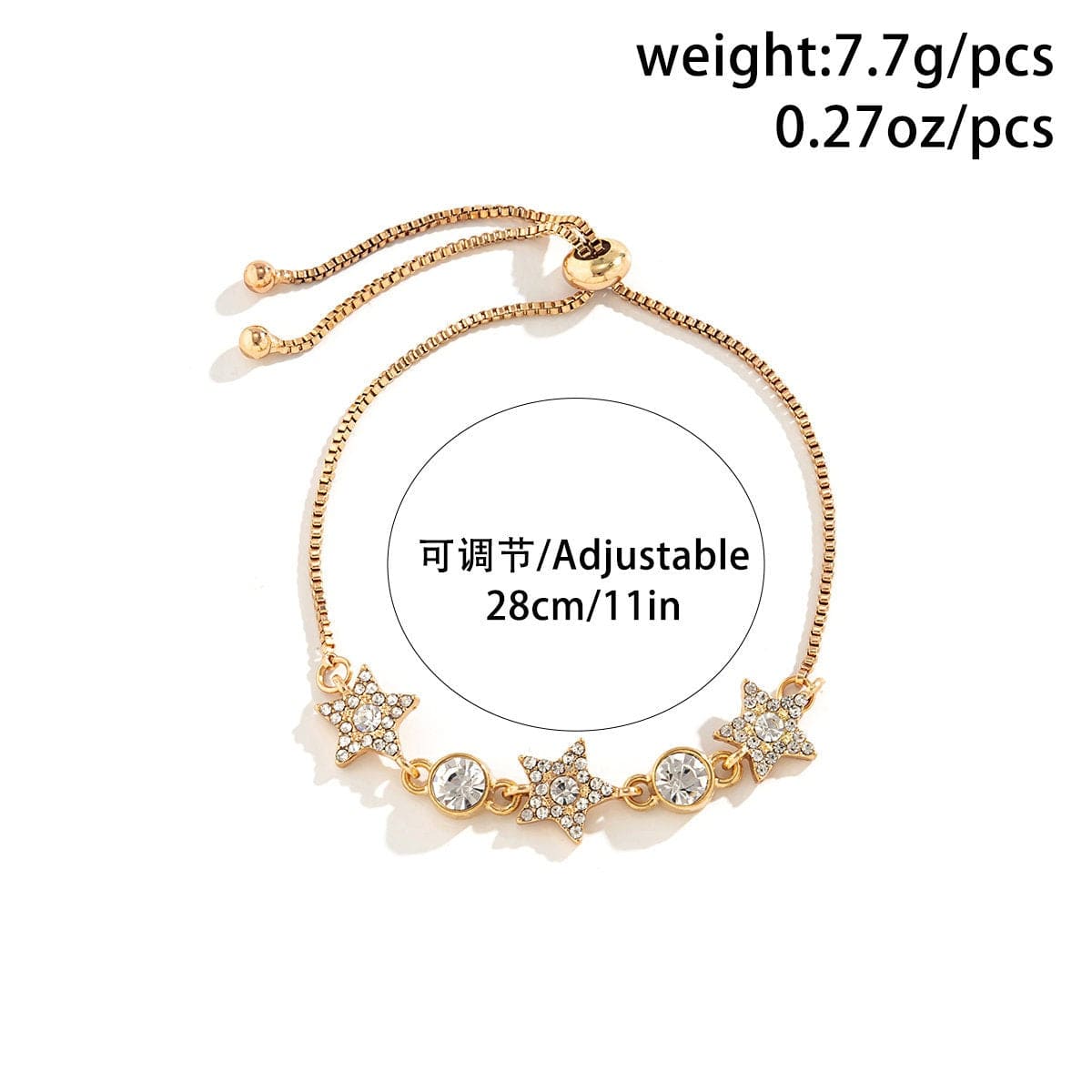 Chic CZ Inlaid Star Bracelet - ArtGalleryZen