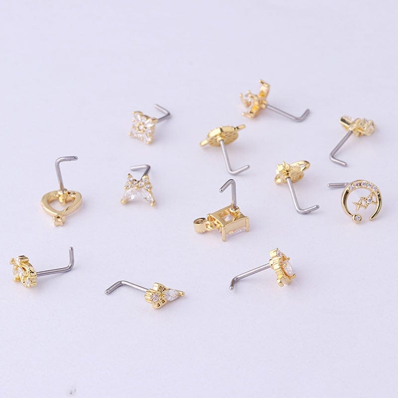 Chic CZ Inlaid Surgical Steel Nose Piercing Nose Stud - ArtGalleryZen