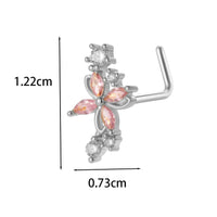 Thumbnail for Chic CZ Inlaid Titanium Steel Flower Heart Nose Piercing Nose Stud Nose Hoop - ArtGalleryZen