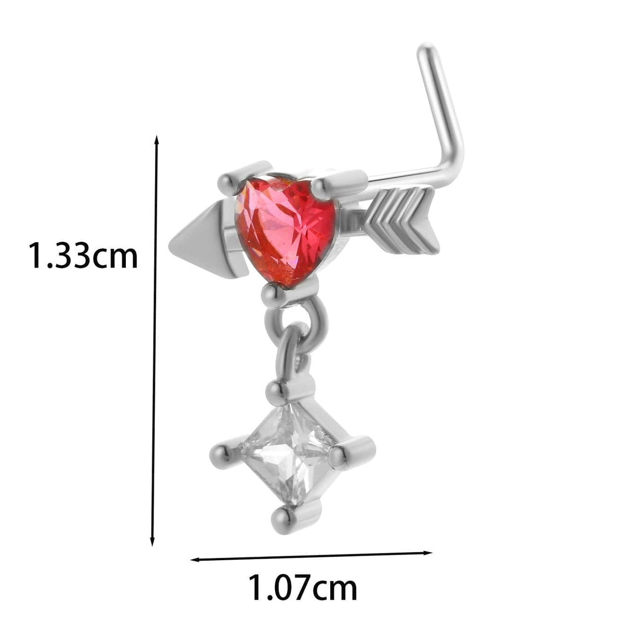 Chic CZ Inlaid Titanium Steel Flower Heart Nose Piercing Nose Stud Nose Hoop - ArtGalleryZen