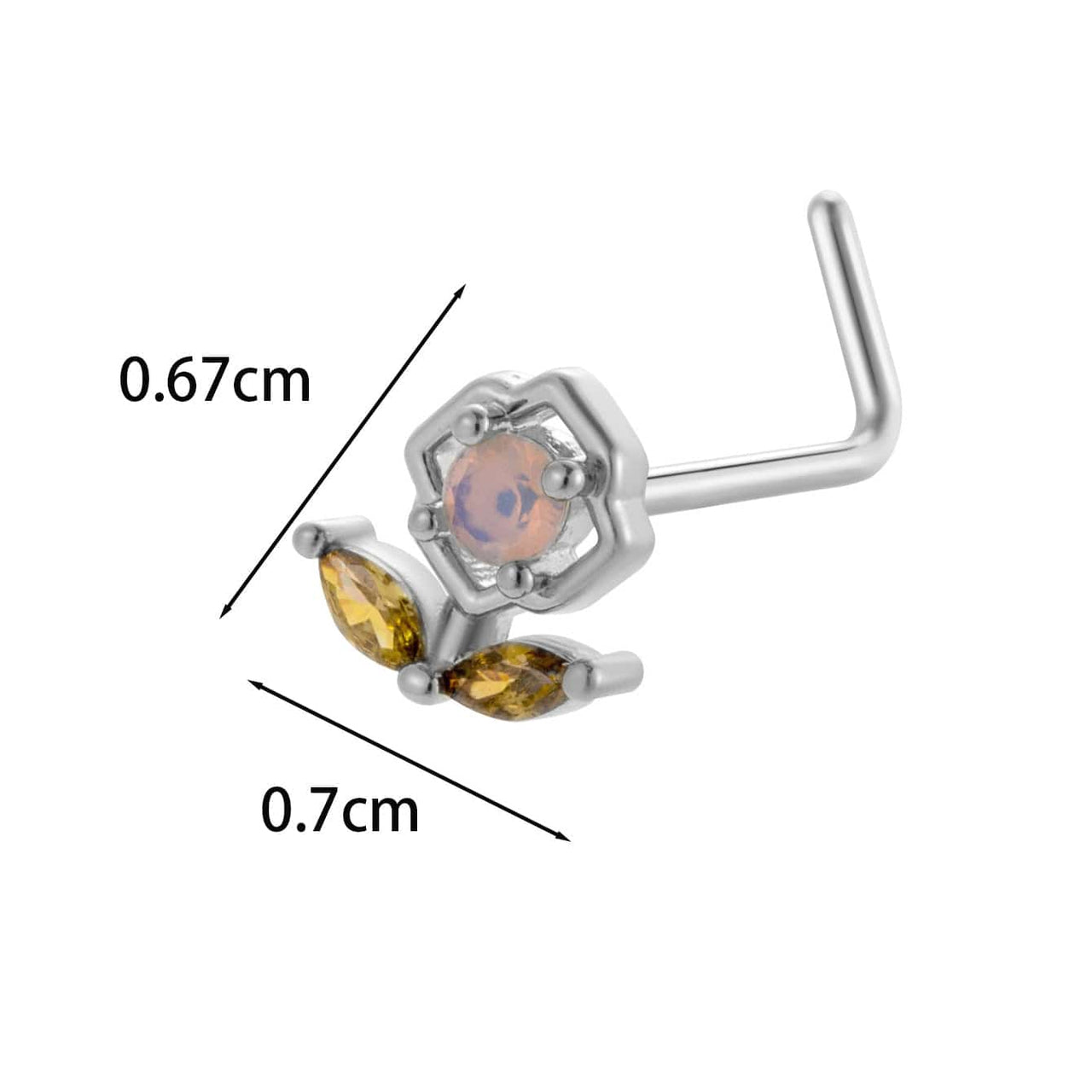 Chic CZ Inlaid Titanium Steel Flower Heart Nose Piercing Nose Stud Nose Hoop - ArtGalleryZen
