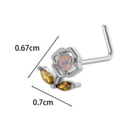 Thumbnail for Chic CZ Inlaid Titanium Steel Flower Heart Nose Piercing Nose Stud Nose Hoop - ArtGalleryZen