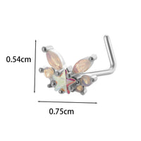 Thumbnail for Chic CZ Inlaid Titanium Steel Flower Heart Nose Piercing Nose Stud Nose Hoop - ArtGalleryZen