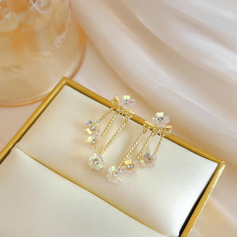 Chic CZ Inlaid Transformable Floral Dangle Stud Earrings - ArtGalleryZen