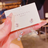 Thumbnail for Chic CZ Inlaid Transformable Floral Dangle Stud Earrings - ArtGalleryZen