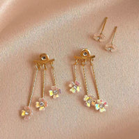 Thumbnail for Chic CZ Inlaid Transformable Floral Dangle Stud Earrings - ArtGalleryZen