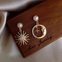 Thumbnail for Chic CZ Pearl Inlaid Star Moon Phase Earrings - ArtGalleryZen