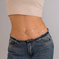 Thumbnail for Chic Dainty Layered Butterfly Crystal Tassel Belly Chain