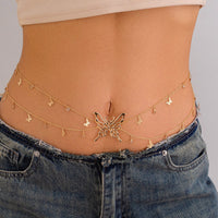 Thumbnail for Chic Dainty Layered Butterfly Crystal Tassel Belly Chain