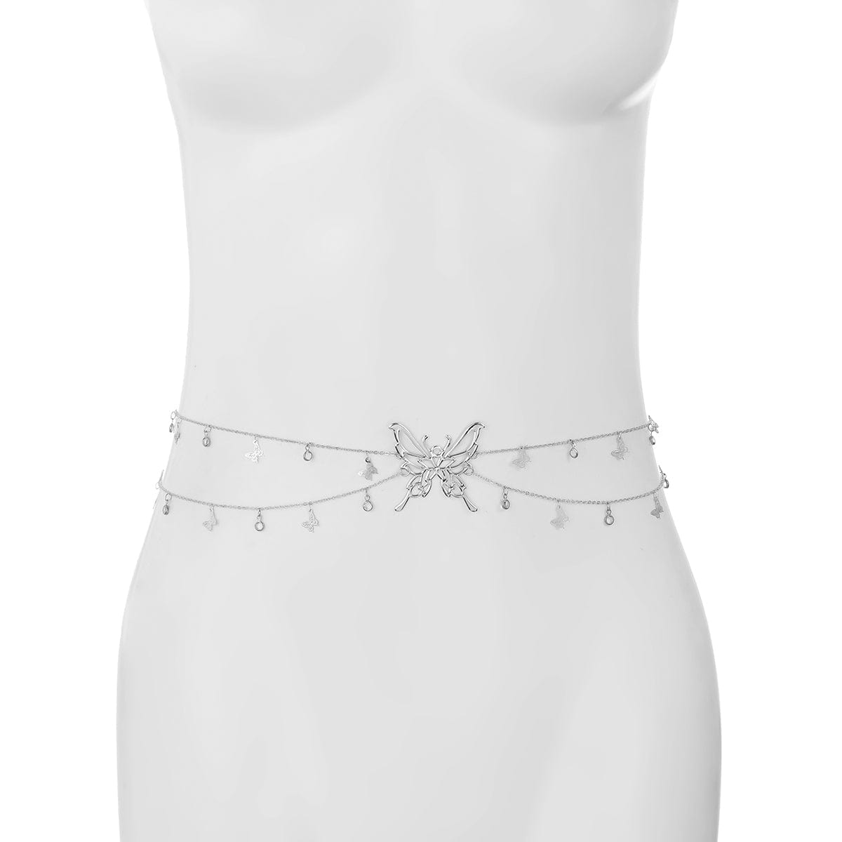 Chic Dainty Layered Butterfly Crystal Tassel Belly Chain