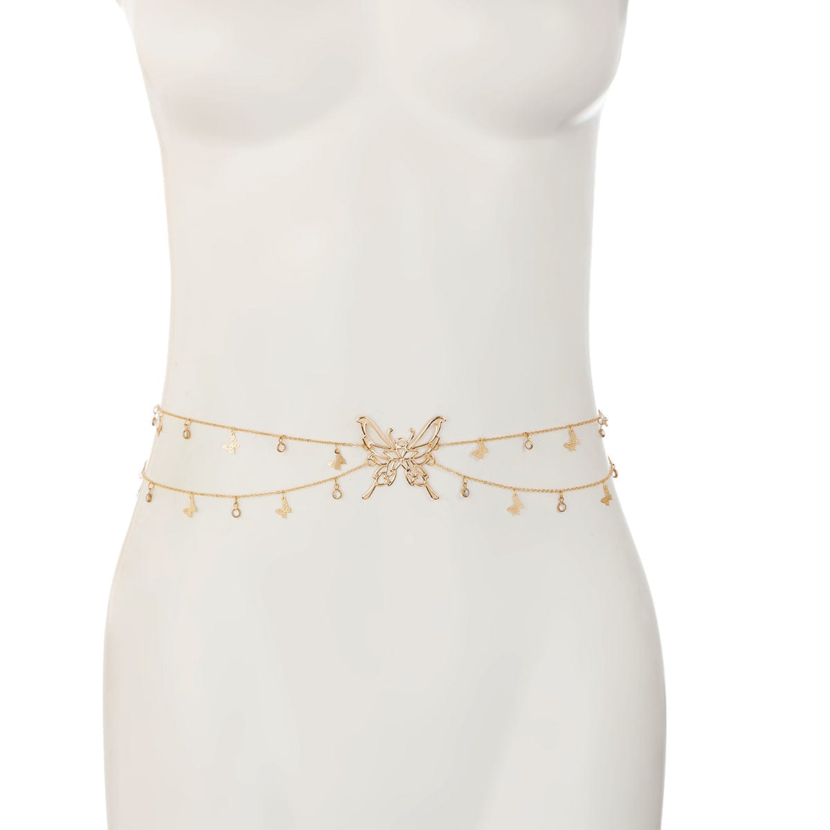 Chic Dainty Layered Butterfly Crystal Tassel Belly Chain