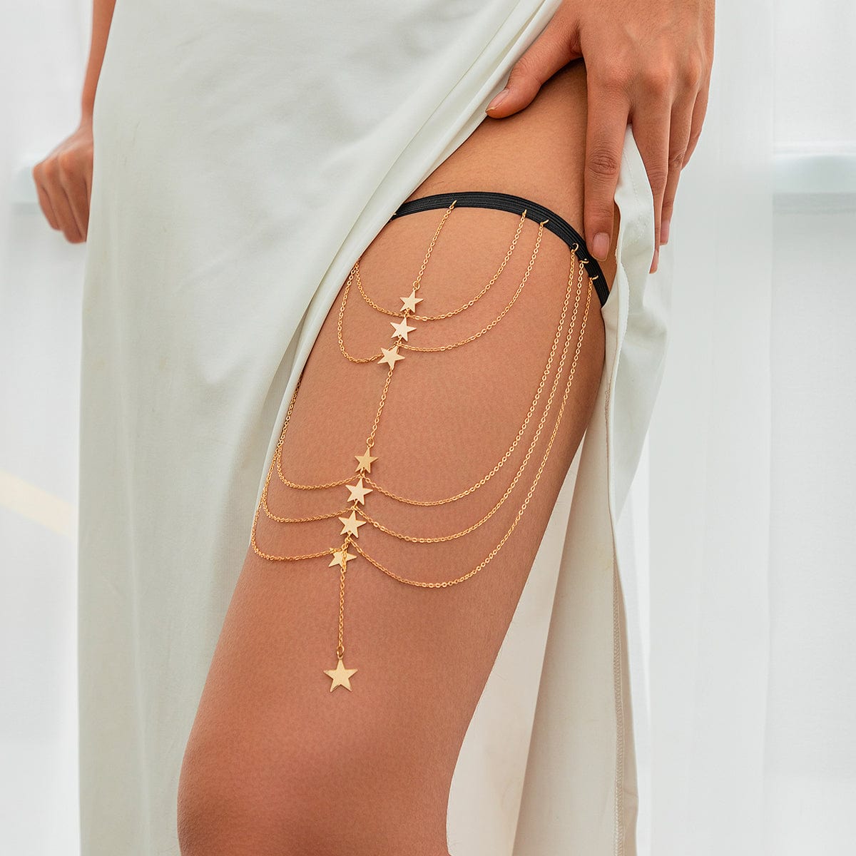 Chic Dainty Layered Star Charm Elastic Thigh Leg Chain