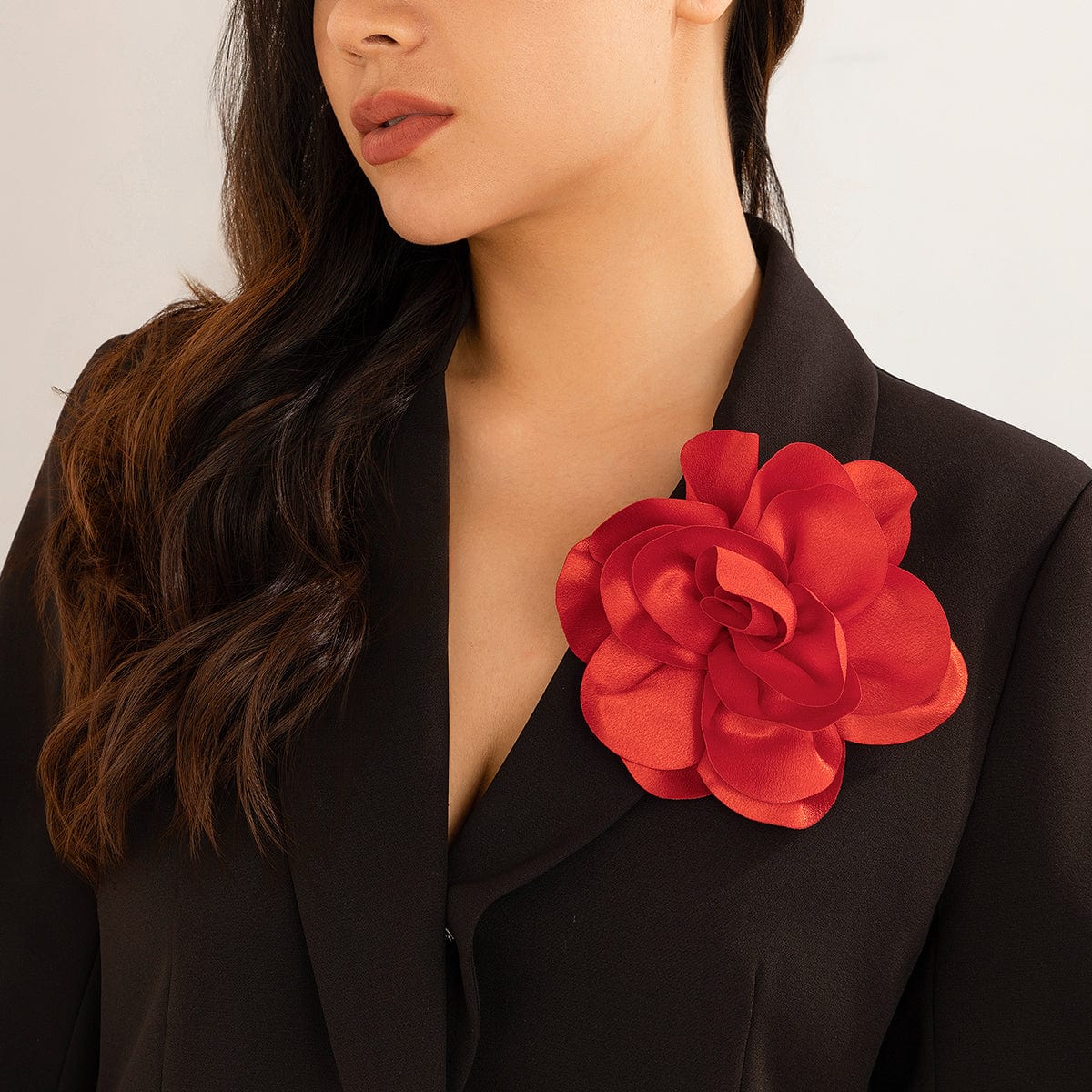 Chic Dainty Rose Flower Satin Pin Brooch