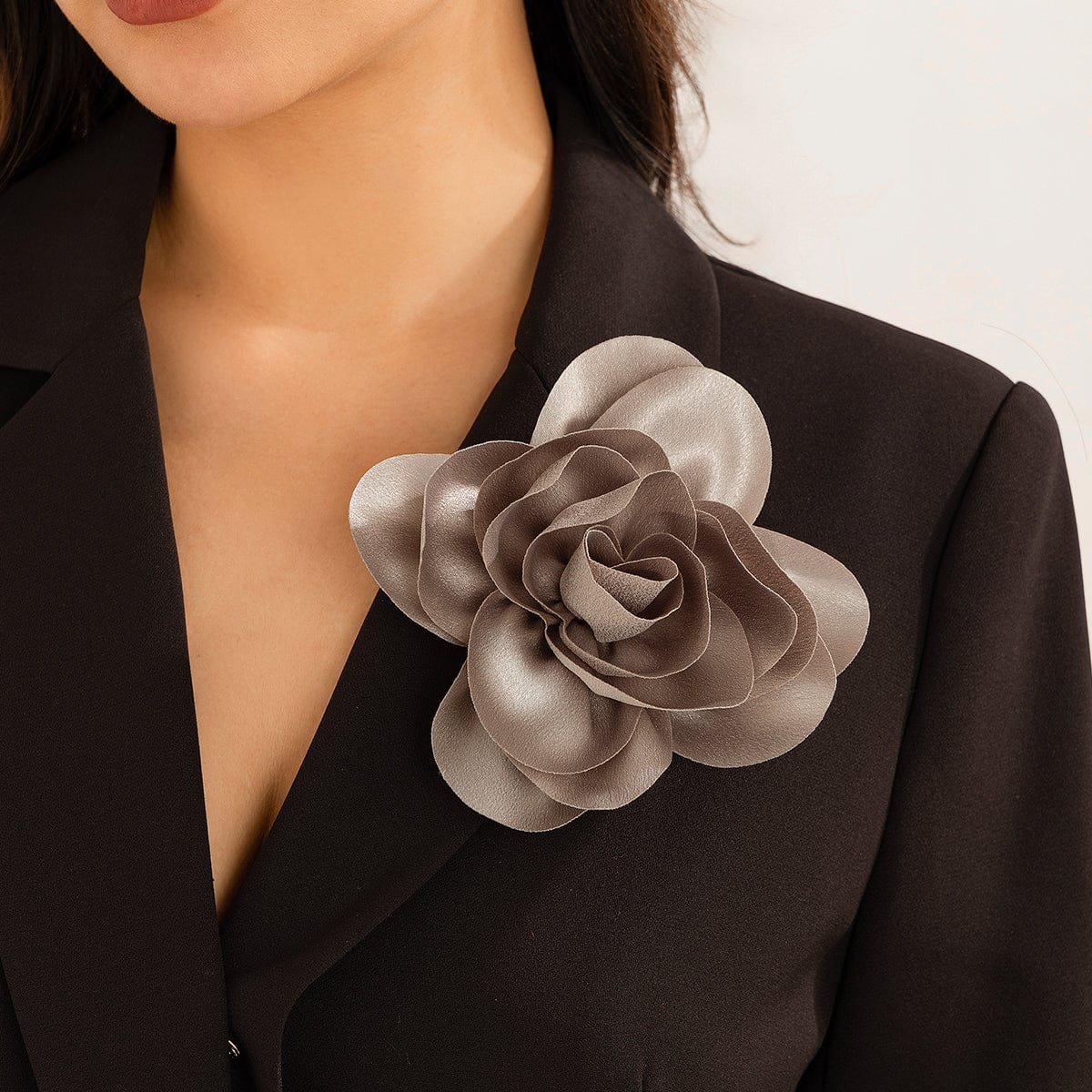 Chic Dainty Rose Flower Satin Pin Brooch