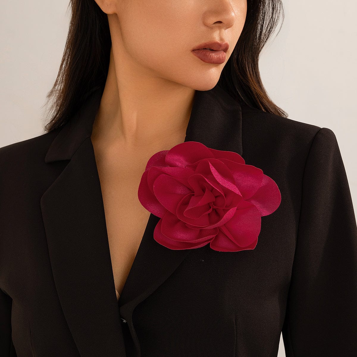 Chic Dainty Rose Flower Satin Pin Brooch