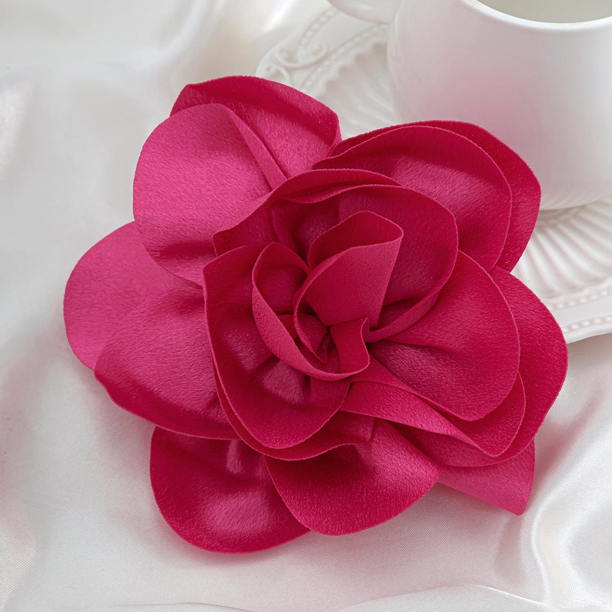 Chic Dainty Rose Flower Satin Pin Brooch