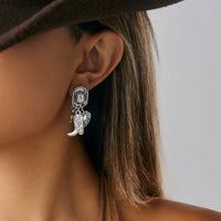 Thumbnail for Chic Dangling Cowboy Hat Boot Heart Star Earrings - ArtGalleryZen
