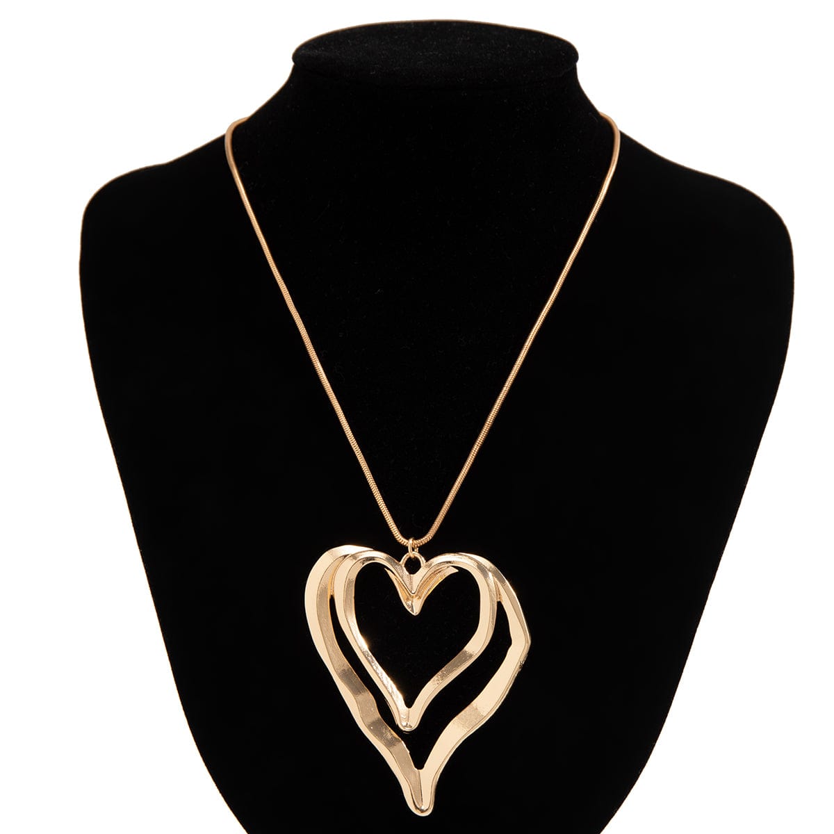 Chic Double Hollow Heart Pendant Necklace - ArtGalleryZen