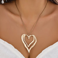 Thumbnail for Chic Double Hollow Heart Pendant Necklace - ArtGalleryZen