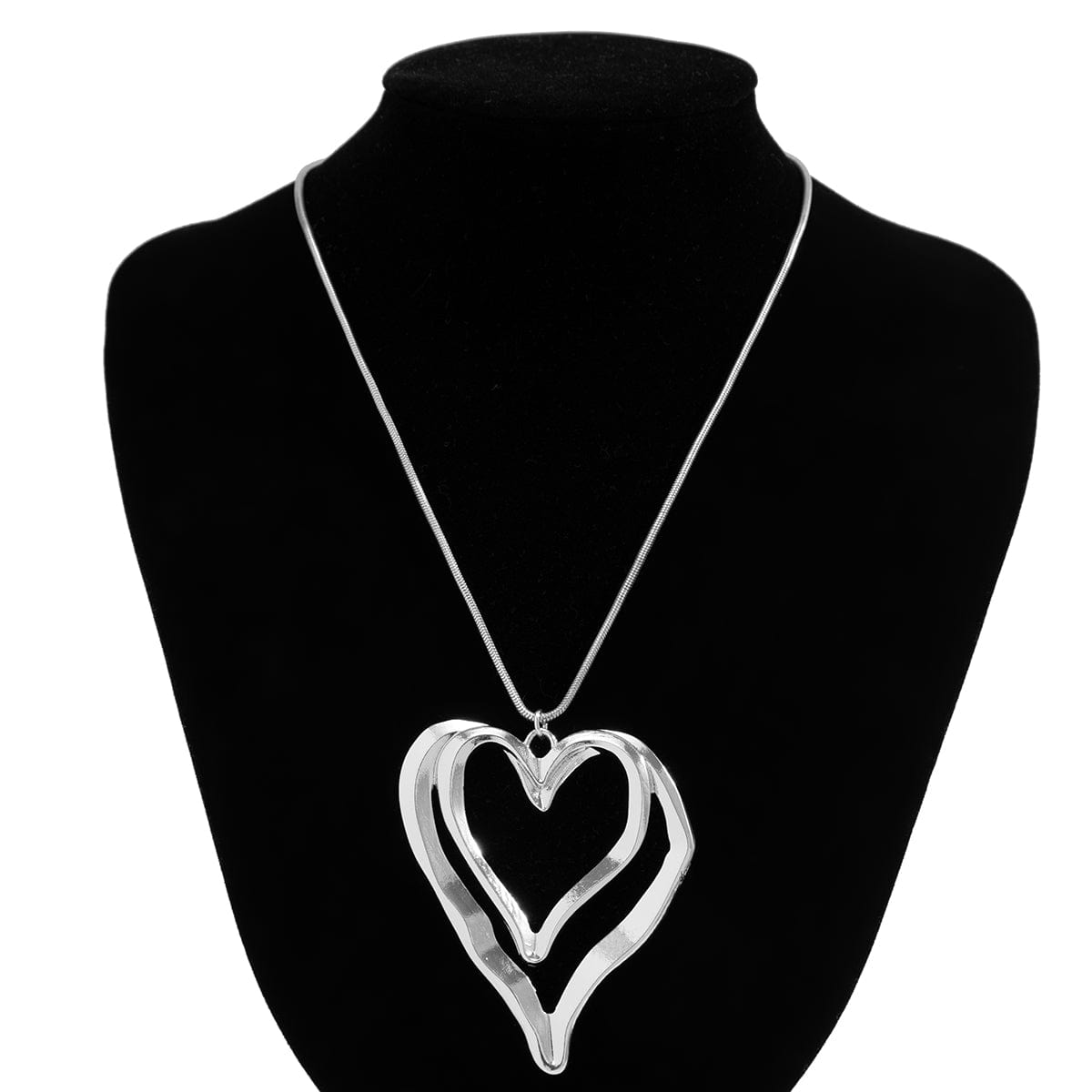 Chic Double Hollow Heart Pendant Necklace - ArtGalleryZen