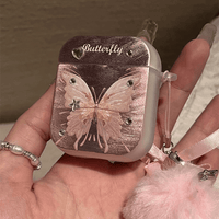 Thumbnail for Chic Electroplated Butterfly AirPods Earphone Case With Plush Charm