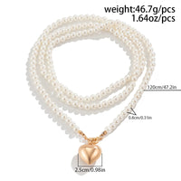 Thumbnail for Chic Elegant Heart Pendant Pearl Chain Necklace