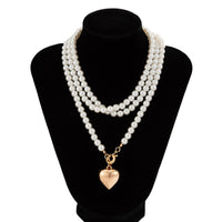 Thumbnail for Chic Elegant Heart Pendant Pearl Chain Necklace