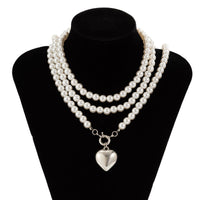 Thumbnail for Chic Elegant Heart Pendant Pearl Chain Necklace