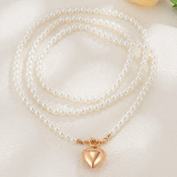 Thumbnail for Chic Elegant Heart Pendant Pearl Chain Necklace