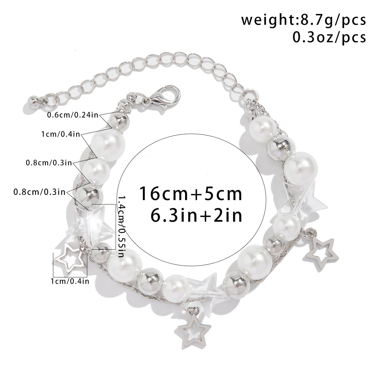Chic Elegant Layered Star Tassel Pearl Chain Bracelet - ArtGalleryZen