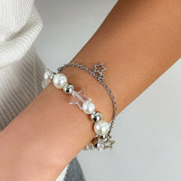 Thumbnail for Chic Elegant Layered Star Tassel Pearl Chain Bracelet - ArtGalleryZen