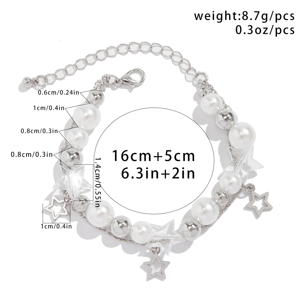 Chic Elegant Layered Star Tassel Pearl Chain Bracelet