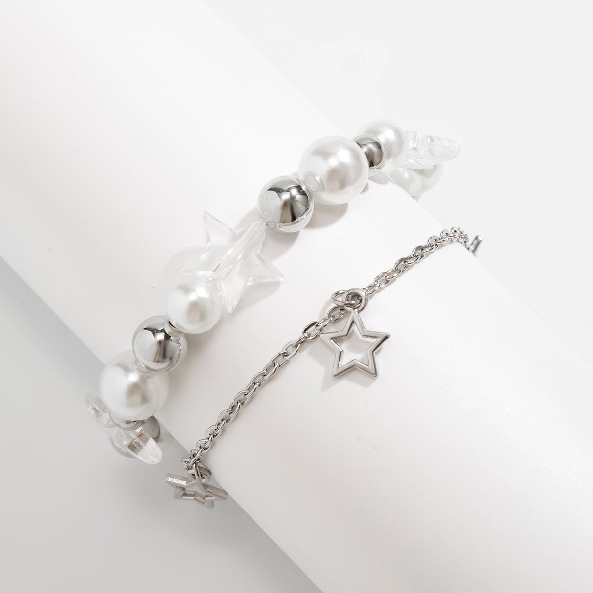 Chic Elegant Layered Star Tassel Pearl Chain Bracelet